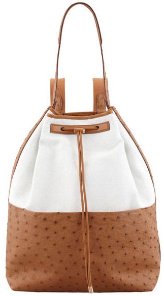 The-Row-Bicolor-Canvas-and-Ostrich-Backpack The-Row-Bicolor-Canvas-and-Ostrich-Backpack