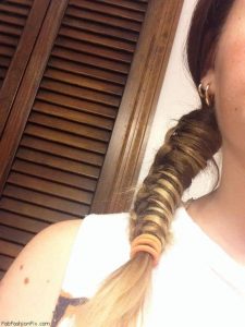 Chinese staircase braid ponytail