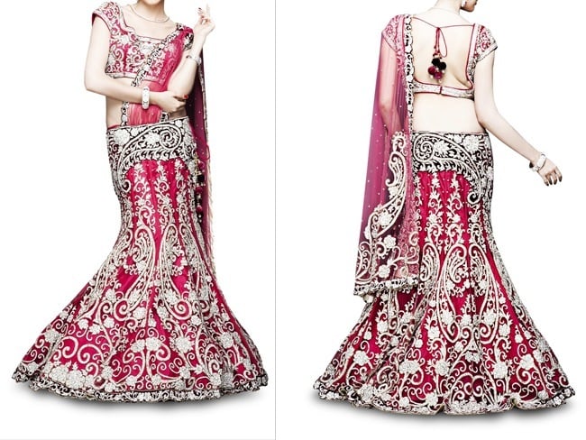 Bridal Red Lehenga Saree