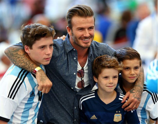 David Beckham with his 3 Sons at FIFA 2014
