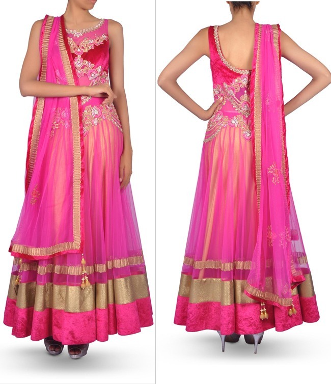 Floor Length Pink Anarkali Suit