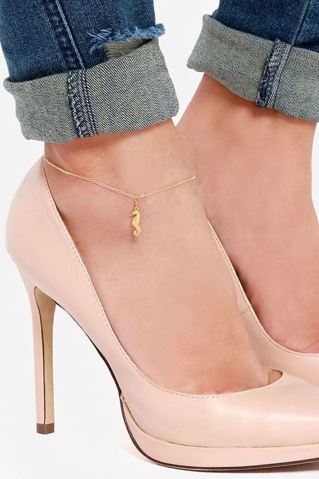 Gold Anklets with Charms