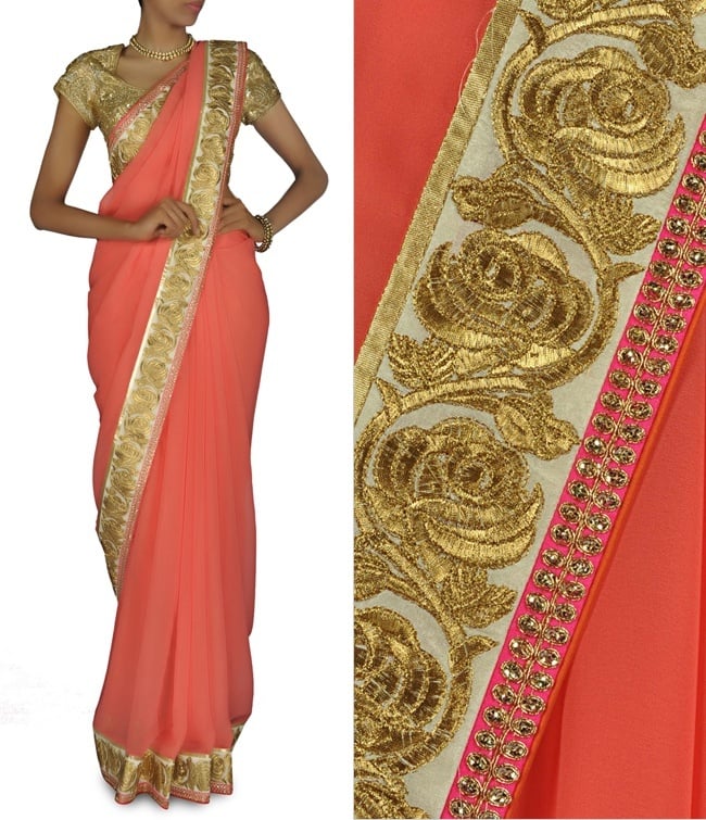 Gulmohar Orange Wedding Sari