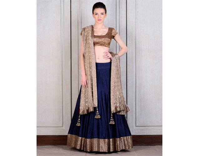 Manish Malhotra Bridal navy blu lehenga