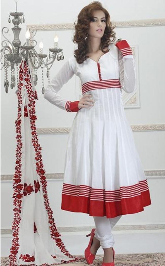 Simple White Anarkali Suit for casual wear