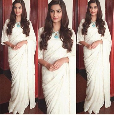 Sonam Kapoor in a White Saree