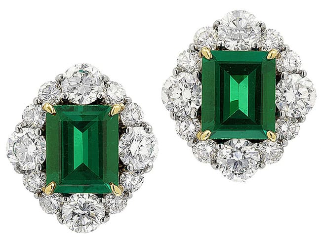 Columbian Emerald And Diamond Earrings