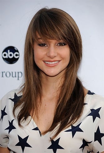 Shailene Woodley Choppy Hairstyle with Bangs