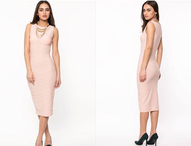 DREAMS Textured Bodycon Midi Dress