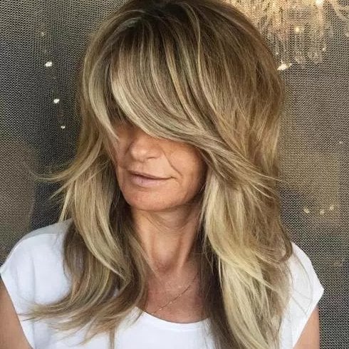 Layers With Side Swept Fringe for Women Over 50