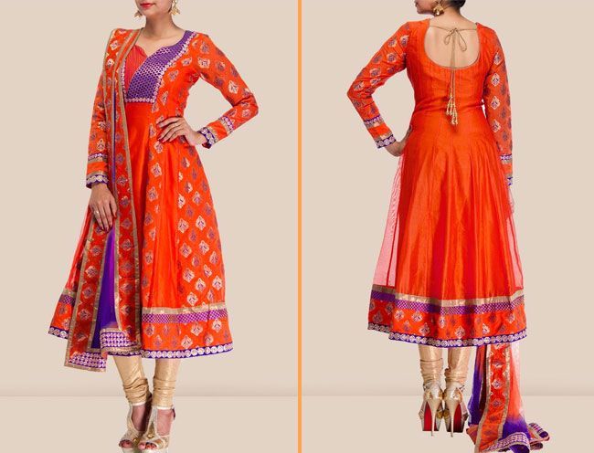 chanderi anarkali suit