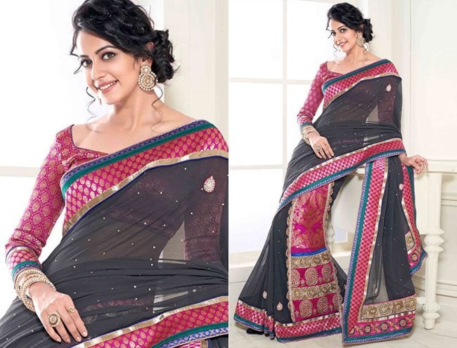 grey chiffon saree