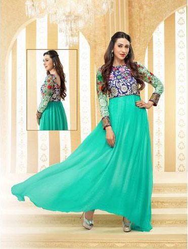 Karishma kapoor georgette semi stitched anarkali salwar suit by fabfiza