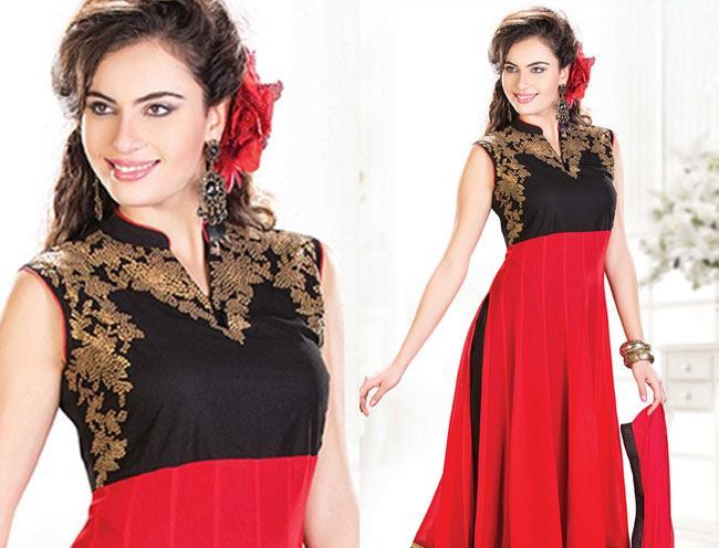 pretty red georgette anarkali