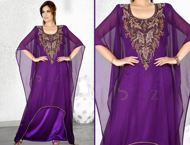 purple georgette farasha kaftan