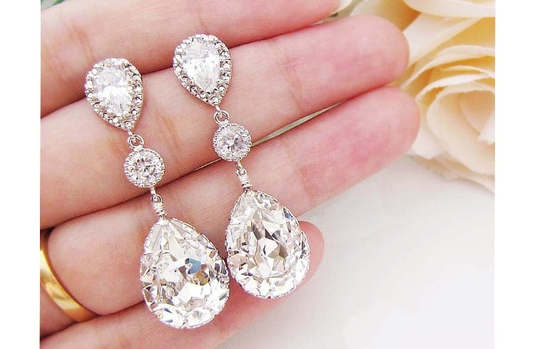 Swarovski crystal bridal earrings