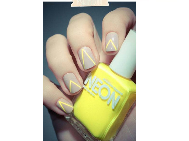 Neon Chevron Nail Art