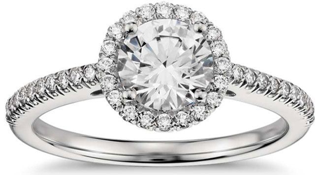Classic Halo Diamond Engagement Ring in Platinum