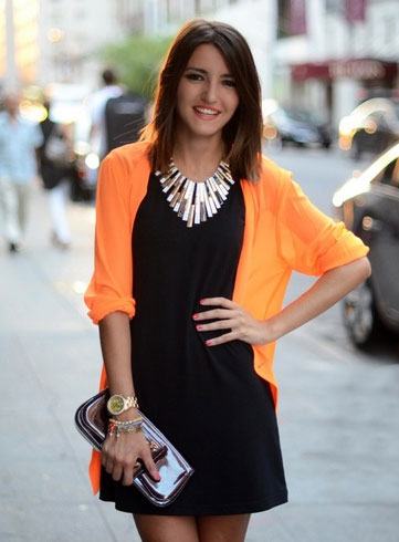 black dress with necklace