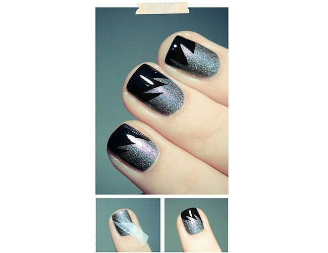 Black and Silver Nail Art Design