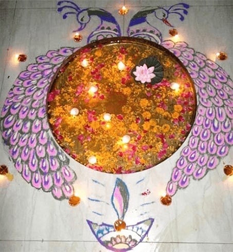 Diwali Rangoli with Peacock Diwali rangoli with peacock