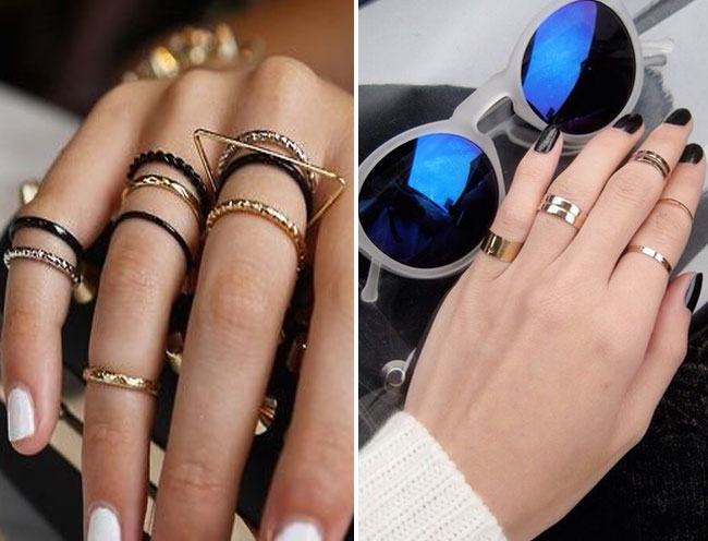 gold mid finger rings stacked rings