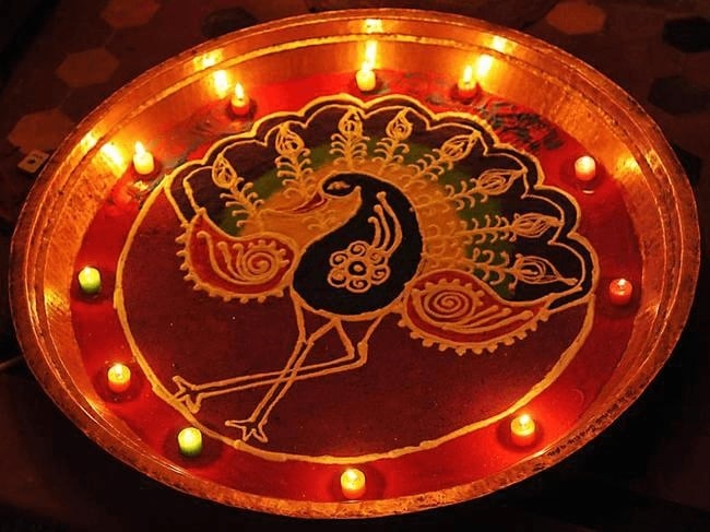 Peacock diwali rangoli