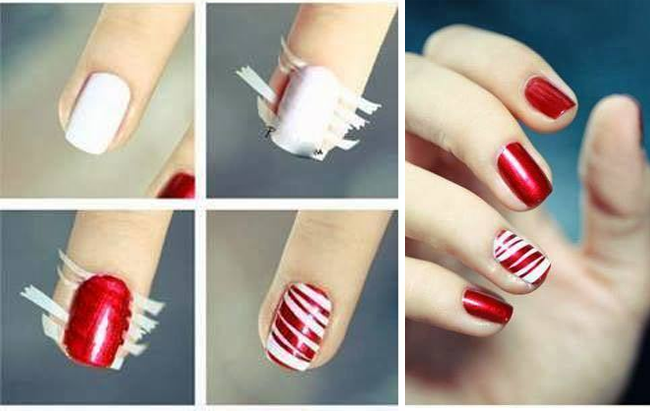 red & white nail art