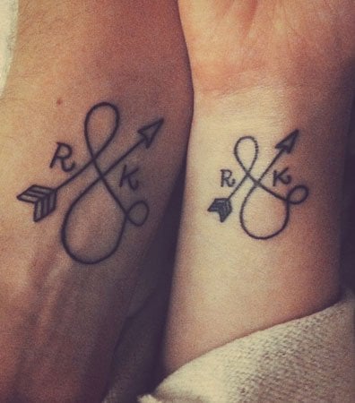 Infinity Couple Tattoo With Initials