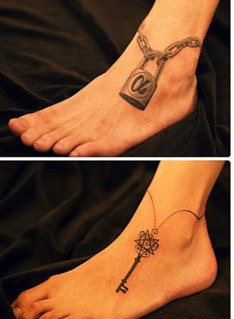 Lock And Key Tattoo Design For Foot
