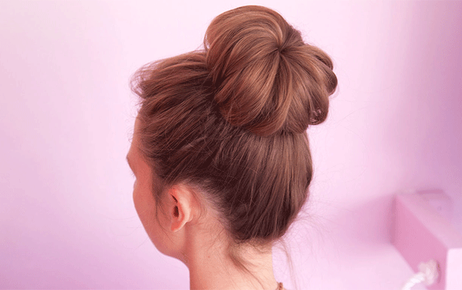 sock bun hair