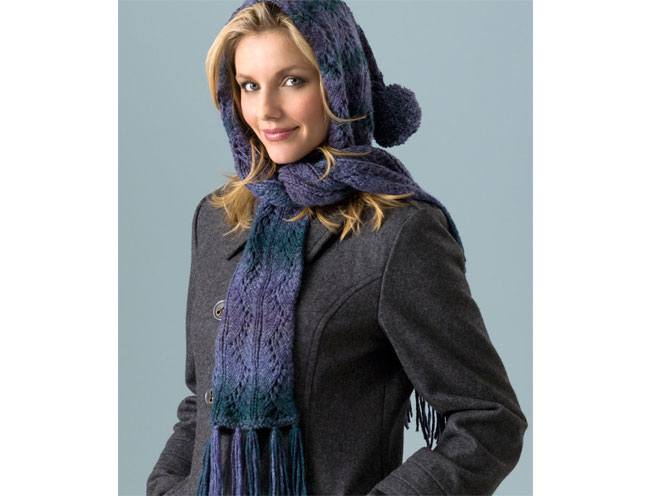 Hooded Lace Scarf Knitting Pattern