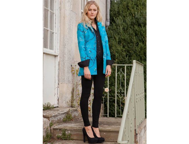 Long European Jacket Brilliant Turquoise