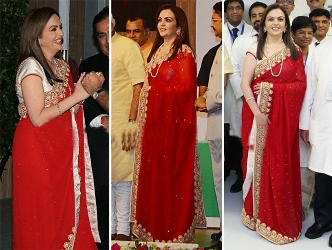 Nita Ambani Red Emboidery Saree