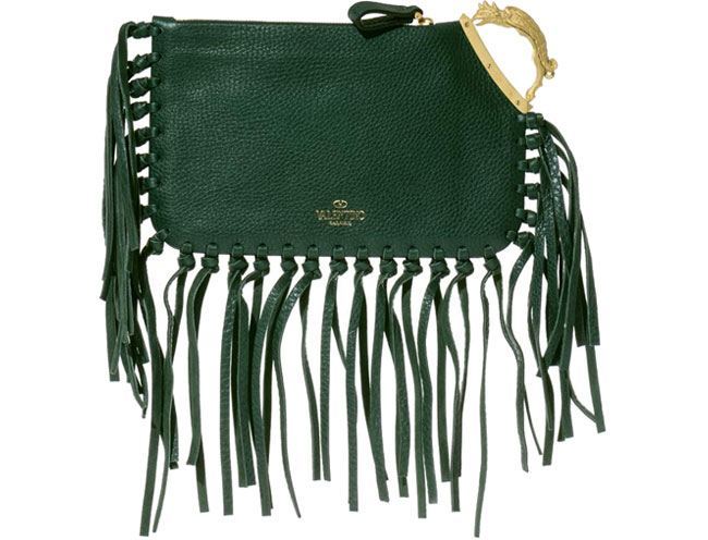 Valentino Gryphon Handle Fringe Clutch