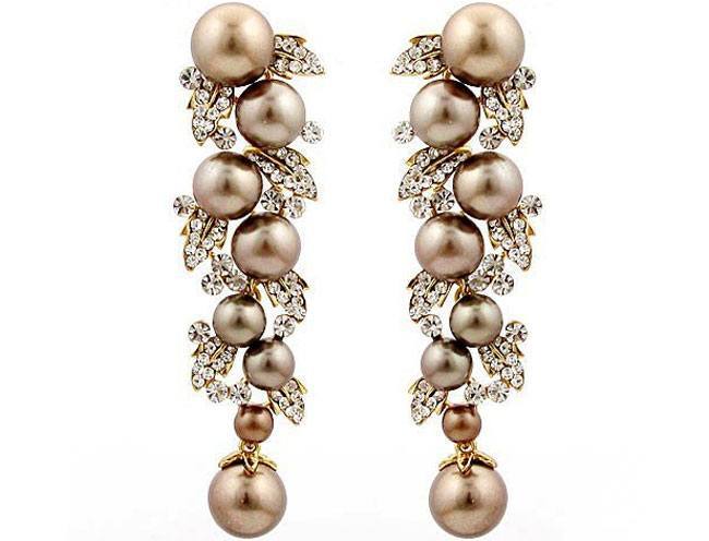 brown gold pearl earrings
