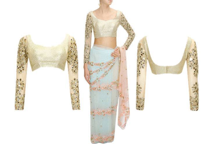 Gold Embroidered Blouse Design Gold Embroidered Blouse Design