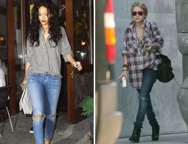 leggings or distressed jeans