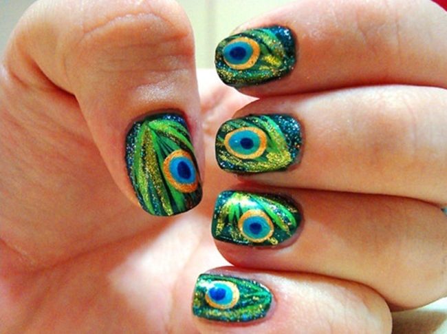 Easy Peacock Nail art