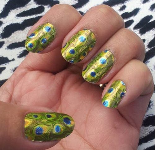 Peacock nail art design for women