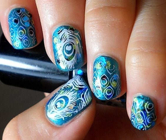 Beautiful Peacock Nail Art