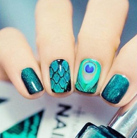 Beautiful Peacock Nail Arts