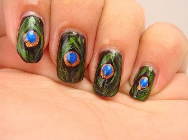 Peacock Nail Art 