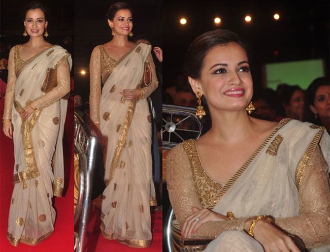 Dia Mirza looks angelic in a sari