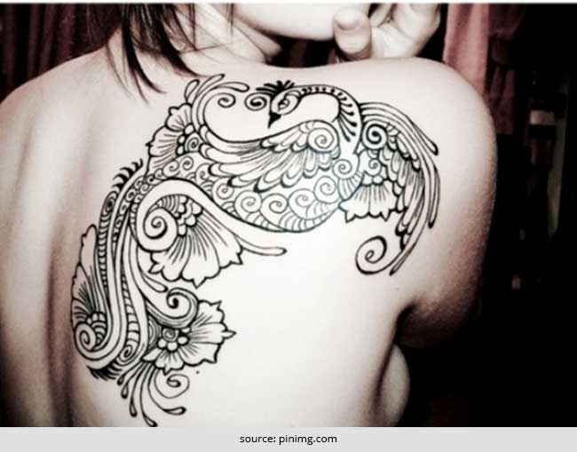 Drawing of peacock for henna mehndi tattoo Vector Image