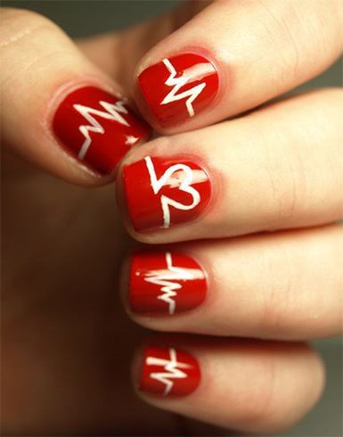 Heart beat nail art