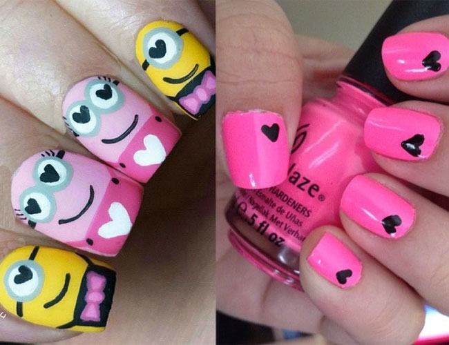 Pink nail art