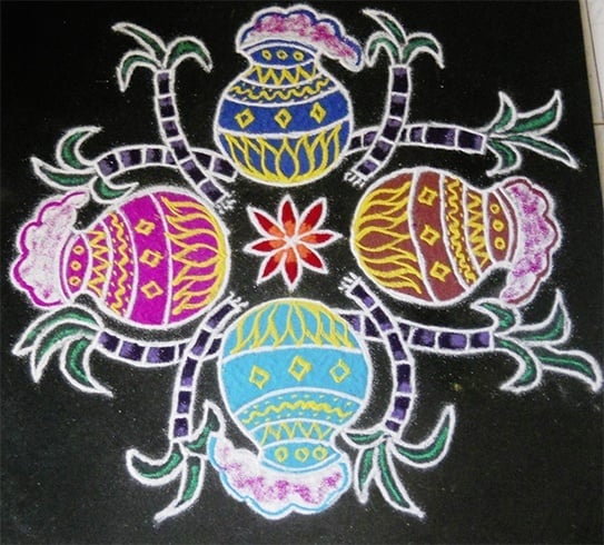 Sankranthi pot rangoli designs