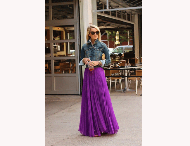Carry Off A Denim Jacket With a Long Skirt