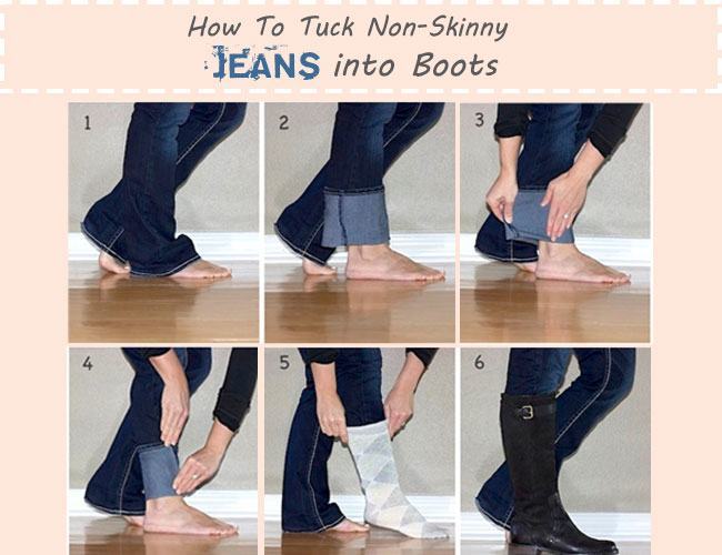 Wie man deine nicht-dünne Jeans dünn macht, wenn man Stiefel trägt 